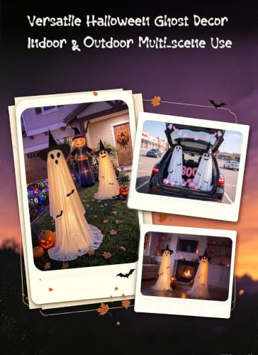 Halloween Ghost Decorations Light Up Ghosts with Tripods - 2 Pack, 59 Inch, Remote Control