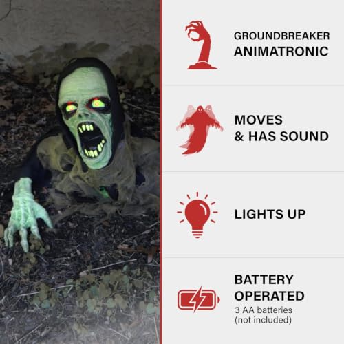 Halloween Animatronic Zombie Groundbreaker 21-In Touch-Activated with Lights & Sound - Indoor/Outdoor Decor