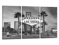 Las Vegas Night Scene Canvas Wall Art Set - 3 Panels Framed Ready to Hang 40x60 Inches - Black & White Landscape Decoration