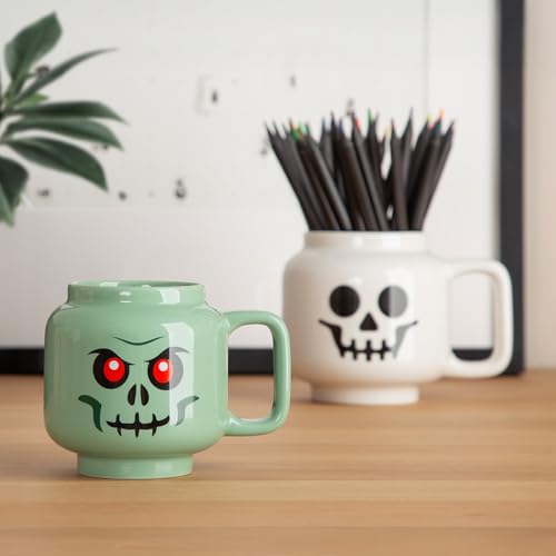 Large Skeleton Mug - White Ceramic LEGO Minifigure Head, 17.9oz Novelty Coffee Cup