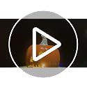 Halloween Ceramic Pumpkin Decor with LED Light - Orange, 5.5 Inch Tabletop Jack O Lantern