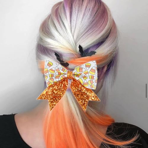 Halloween Glitter Candy Corn Hair Bow Clips for Women Girls - Variation B