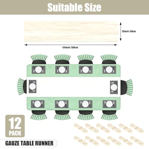 Beige Cheesecloth Table Runner 35 x 120 Inches - 1 Pack