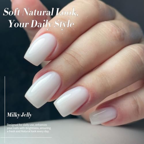 Milky White Gel Polish - Sheer Translucent Neutral Nail Polish - 15ml - Born Pretty Variation
