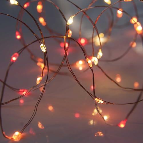 Halloween String Lights 40 LEDs Battery Operated 2 Pack - Red Orange Yellow