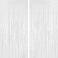 White Tinsel Curtain Backdrop Decorations - 2 Pack, 3.2x8.2 ft Party Decor
