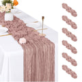 6 Pack Dusty Pink Cheesecloth Table Runner 17x108 Inch for Wedding Party Home Decor