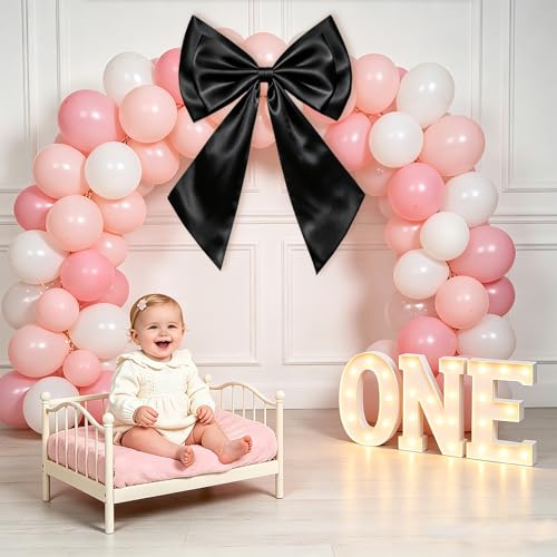 Black Satin Double Layer Bow Decor - 30x20 Inches, Home & Party Decor