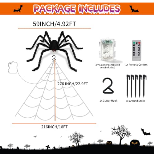 Halloween Spider Web Lights with Spider - Purple LED Light-Up Decor