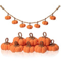 12 Pcs Fall Knit Pumpkins - Orange Thanksgiving Decor, 2 Inch Set