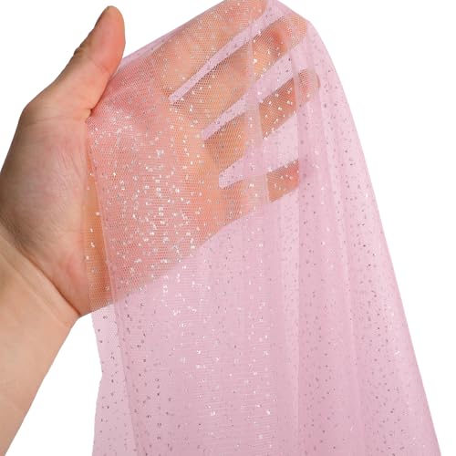Pink Metallic Fall Halloween Table Runner 10 ft Sheer Glitter Tulle Decor - Variation of Pink / 1