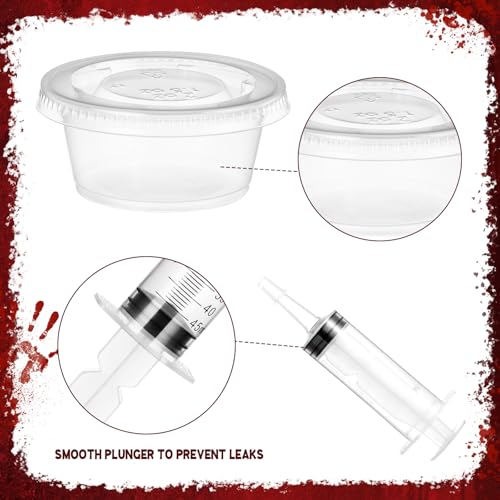 Halloween Party Supplies Set - Blood Bags, Syringes, Pill Bottles, 120 Pieces