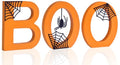 Ovootok Boo Halloween Sign - 3PC Wooden Indoor Decor with Spiderwebs & Spider - Festive Table Centerpiece - Variation: Boo