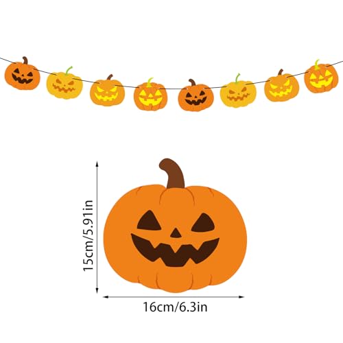 Halloween Pumpkin Garland - Fall Wall Decor for Halloween & Thanksgiving