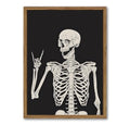 Halloween Skeleton Wall Art Framed Canvas 12x16 Inches Gothic Home Decor - Black Skull Skeleton - Variation B