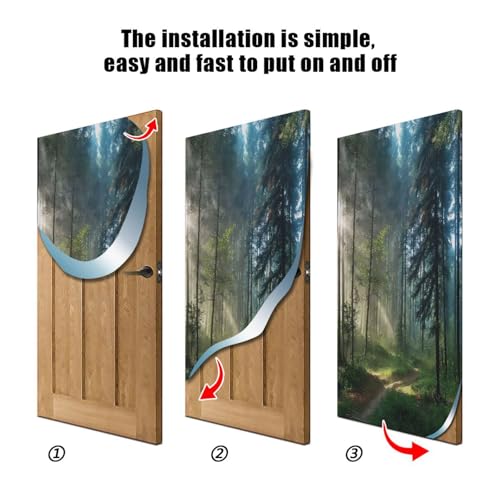 Natural Forest Door Cover Decoration 32 x 79 Inch - Festive Porch Decor