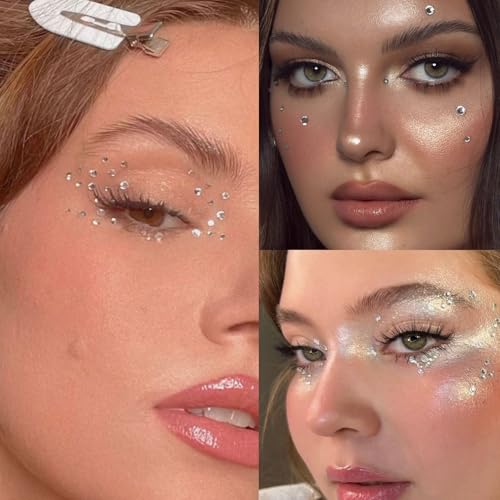 NOOEPC 660Pcs Face Gems Self-Adhesive Rhinestones for Face & Body - Clear Variation