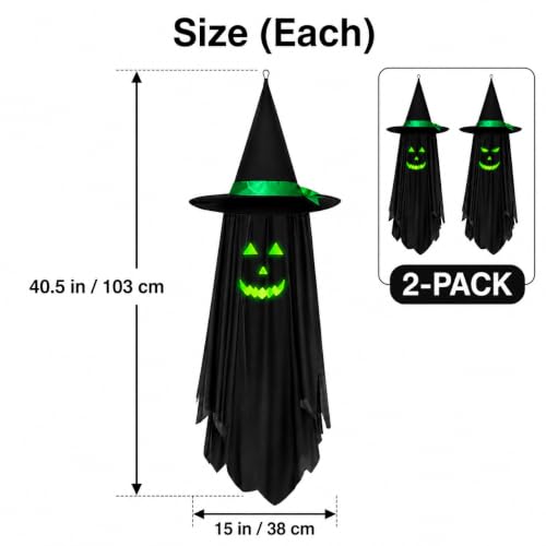 Halloween Hanging Ghost Decorations - 2 Pack Spooky Outdoor Ghosts for Porch and Garden