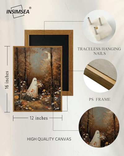 Halloween Ghost Wall Art Decor 12x16in - Ghost Meadow Variation