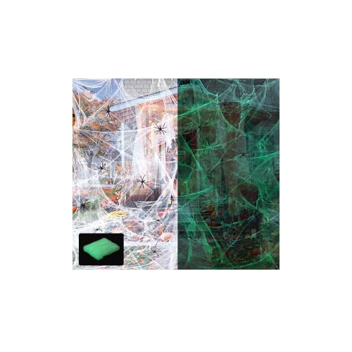 Glow Spider Web Halloween Decorations 500 Sqft with 30 Fake Spiders - Variation of THIS listing