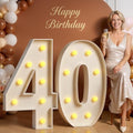 3FT Marquee Numbers 40 Light Up Birthday Decoration - DIY 40th Party
