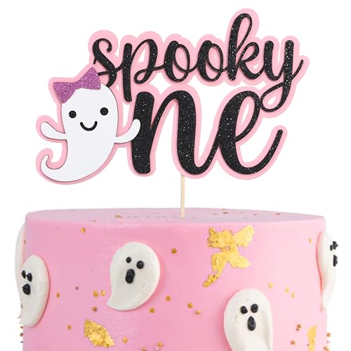 Spooky 1st Birthday Cake Topper Halloween Party Decoration Glitter