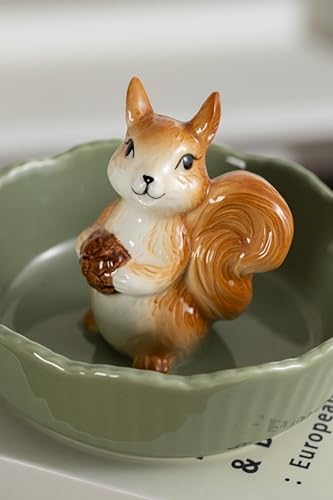 Cute Green Squirrel Ceramic Candy Bowl - Animal Snack Dish for Kitchen Decor