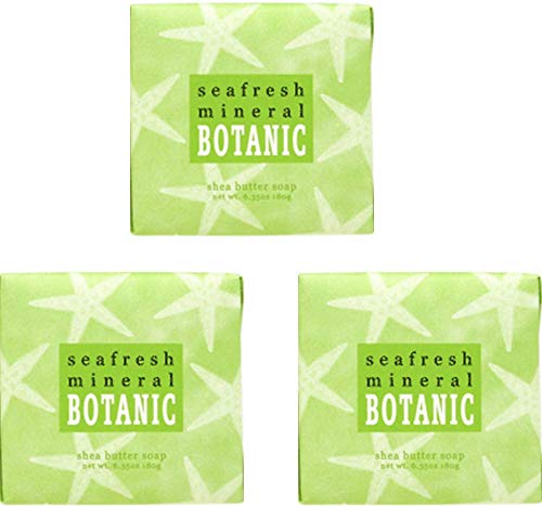 Greenwich Bay Cleansing Spa Soap, Shea Butter, and Cocoa Butter. Blended with Loofah and Apricot Seed, No Parabens, No Sulfates 6.35 Ounce (3 Pack) (Seafresh Mineral)