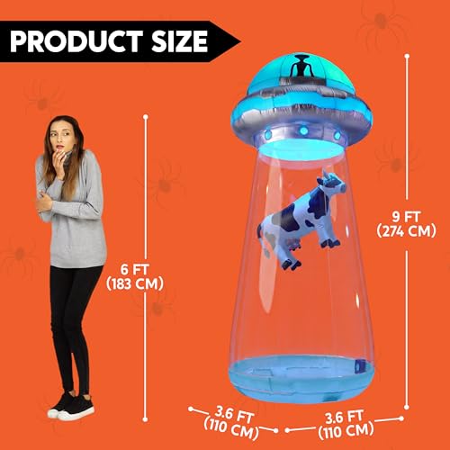 9 FT Tall Halloween Inflatable UFO Decoration with LEDs for Yard & Garden