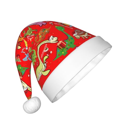Unisex Dinosaur Pattern Christmas Hat - Black Kids Santa Xmas Headwear