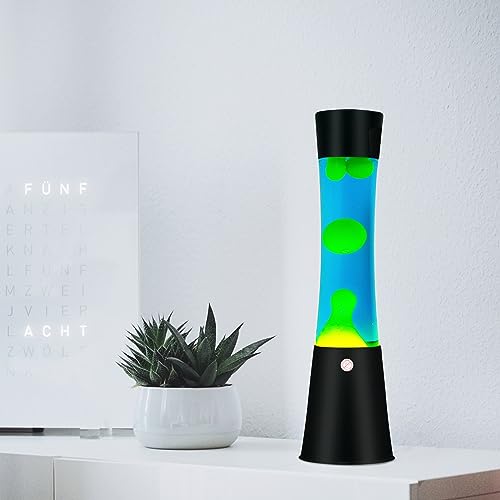 Vanful Liquid Motion Lamp with Black Base - Blue & Yellow Wax, 16 Inch Night Light, Kids & Adults Decor - Variation of Blue Yellow-1