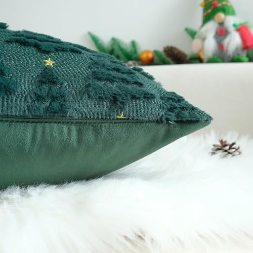 Decorative Pillow Covers Pack of 4 Faux Fur Christmas Tree 24x24 Inches