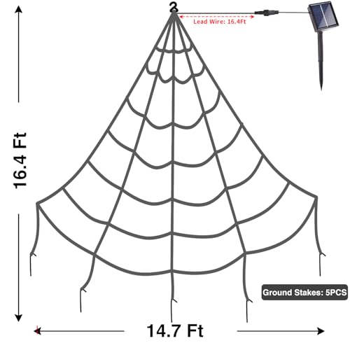 Outdoor Solar Powered Halloween Spider Web Lights - Purple Variation