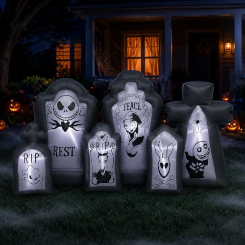 6.9FT Inflatable Halloween Tombstone Set with LED Lights for Outdoor Yard Decor