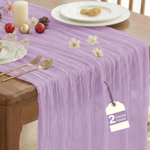 Lilac Cheesecloth Table Runner 10FT Pack for Wedding Birthday Home Decor
