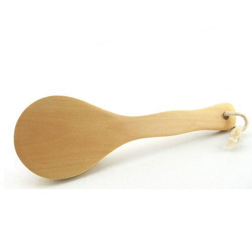 HiKin 9.84 Inch Dry Body Brush Back Scrubber, Wooden Short Handle Natural Bristles Bath & Shower Brush.