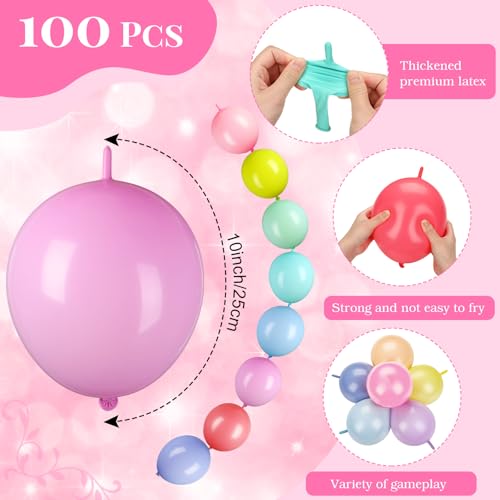 10 Inch Link Balloons Latex - Macaron Colors, Party Decoration, 100 Pcs