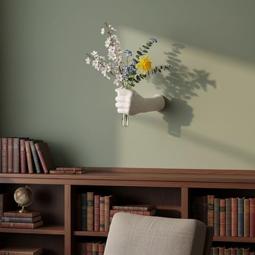 White Hollow Hand Wall Vase Set - Gothic Indoor Wall Decor & Planters