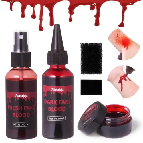 Halloween Fake Blood Makeup Kit for Zombie Vampire Costumes - 4PCS Special Effects Set