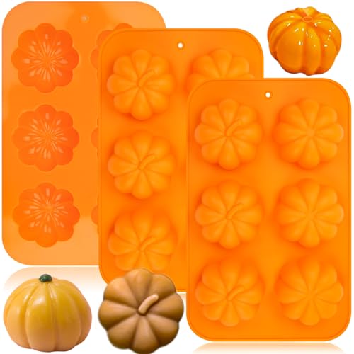 Halloween Pumpkin Silicone Mold 3-Pack for Cake Candy & Dessert Decorating - Orange