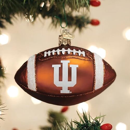 Old World Christmas Indiana Football Glass Blown Ornament - University Collection, Handcrafted Holiday Decoration