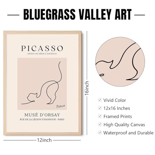 Line Cat Wall Art Picasso Abstract Line Drawing Canvas Print - 16x12 Inch