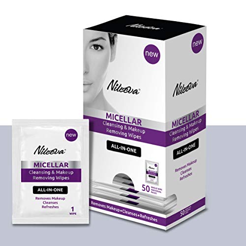 50 Pack Micellar Makeup Remover Wipes for Face & Eyes - Nileeva