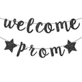 Black Glitter Prom Banner Decoration - Graduation Welcome Sign Party Decor