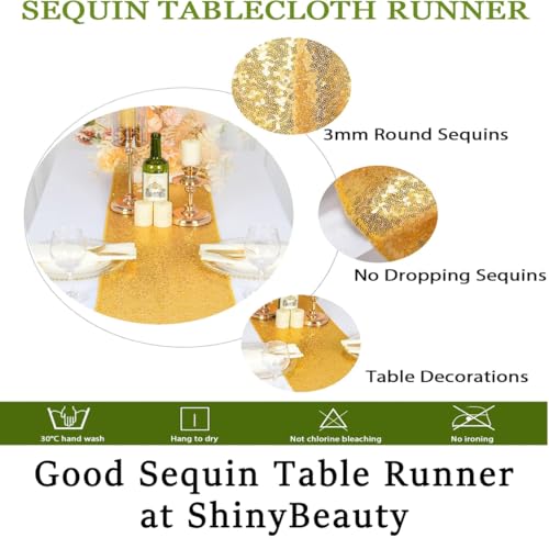Gold Sequin Tassel Table Runner 12x72 Inches Christmas Wedding Party Decor
