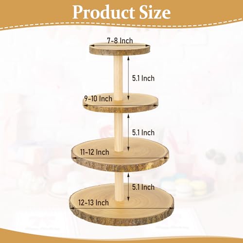Wooden 4-Tier Cupcake Tower Stand with Large Capacity for Parties