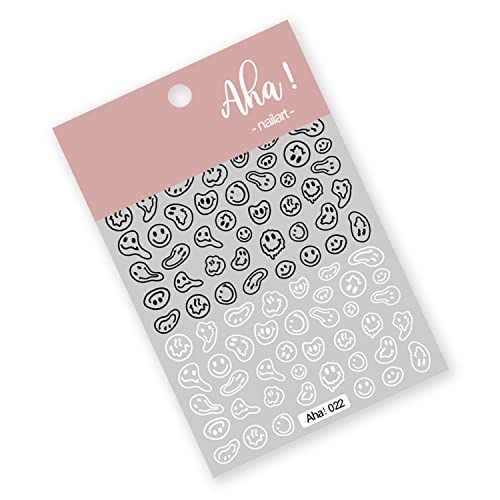 Twisted Face Black & White Nail Art Stickers - 2 Sheets DIY Decals for Ladies & Kids