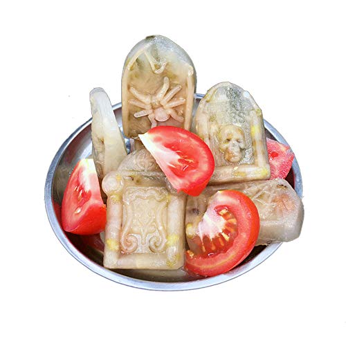 Halloween Skull & Tombstone Ice Cube Trays - 3D Silicone Mold for Whiskey & Cocktails