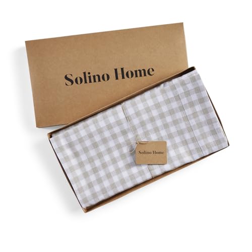 Natural Linen Tablecloth 60 x 120 Inches Gingham Check - Handcrafted