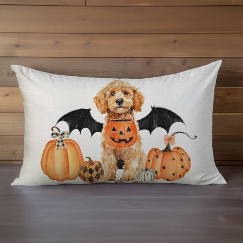 Halloween Pillow Covers 12x20 Inch Dog Pillow Cover - Golden Doodle Halloween Sofa Bed Decor
